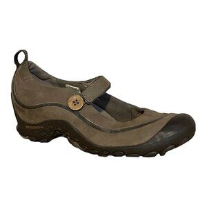 Merrell Women's 7.5 Plaza Emme Mary Jane Ortholite Comfort Shoe Gray Leather